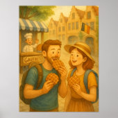 ベルギーワッフルアドベンチャー – 居心地の良い旅行ポスター ポスター (正面)