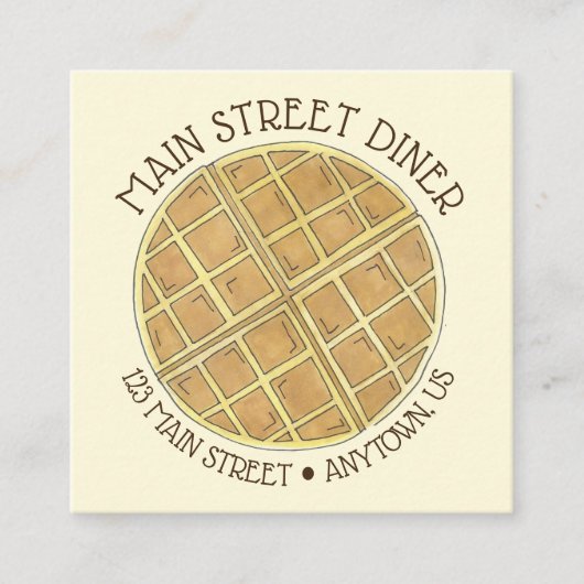 ベルギーワッフルディナーブルンチフードレストランシェフ スクエア名刺 (正面)