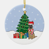ベルギー人のMalinoisのクリスマスのオーナメント セラミックオーナメント (正面)