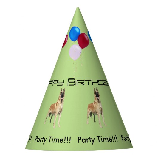 ベルギー人のMalinoisの誕生日 パーティーハット (正面)