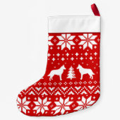 ベルギー人のMalinois犬は休日パターンのシルエットを描きます スモールクリスマスストッキング (裏面)