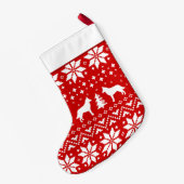 ベルギー人のMalinois犬は休日パターンのシルエットを描きます スモールクリスマスストッキング (裏面 (吊り時))