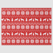 ベルギー人Malinoisはクリスマスパターン赤のシルエットを描きます 薄葉紙 (正面)