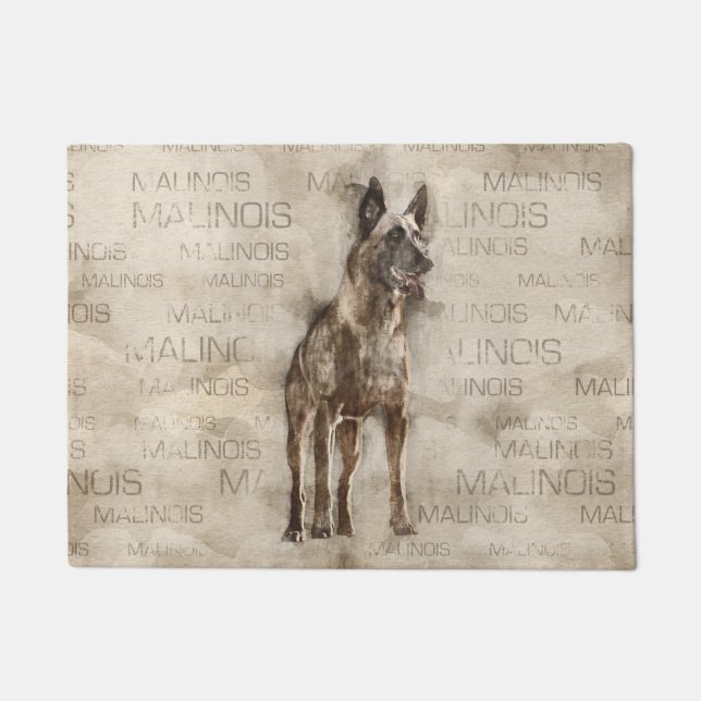 ベルギー人Malinois - Mechelaar - Maligator ドアマット (正面)