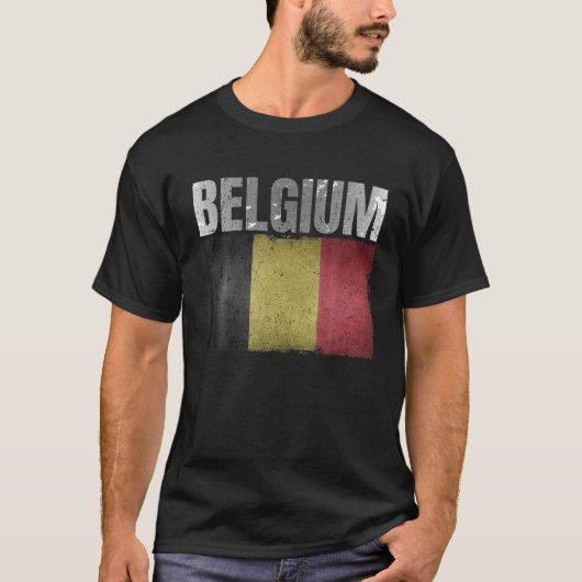 ベルギー動揺して国旗のグ男性へラフ女性Belg Tシャツ (正面)