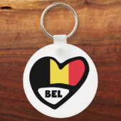 ベルギー国コードフラグハートキーリングBEL キーホルダー (正面)