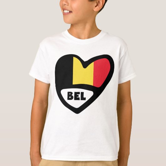 ベルギー国コードフラグハートBEL Tシャツ (正面)