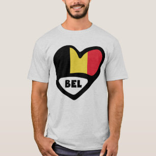ベルギー国コードフラグハートBEL Tシャツ