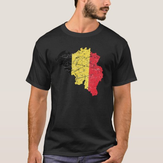 ベルギー国旗とベルギーの地図動揺して Tシャツ (正面)