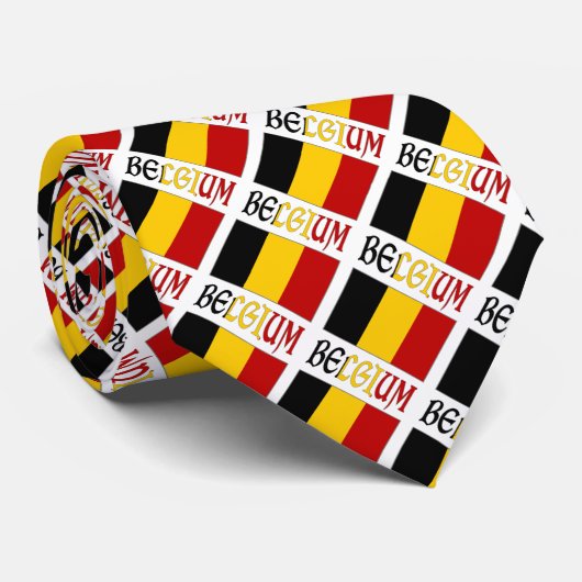 ベルギー国旗とベルギー国旗のタイル貼り ネクタイ (ロール)