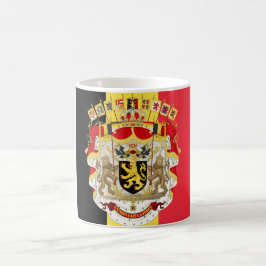 ベルギー国旗と紋章 コーヒーマグカップ