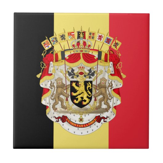 ベルギー国旗と紋章 タイル (正面)