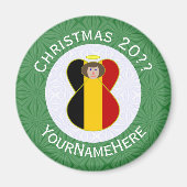 ベルギー国旗のエンジェルクリスマスパーソナライズされた マグネット (正面)