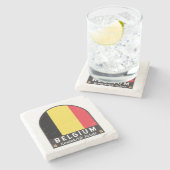 ベルギー国旗のエンブレム動揺してヴィンテージ ストーンコースター (横)