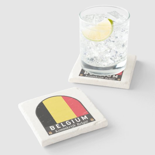 ベルギー国旗のエンブレム動揺してヴィンテージ ストーンコースター (横)