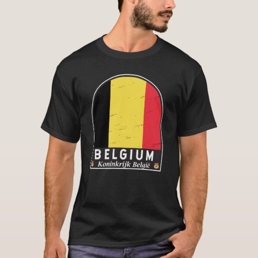 ベルギー国旗のエンブレム動揺してヴィンテージ Tシャツ (正面)