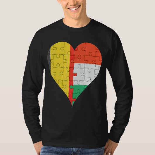 ベルギー国旗のハート Tシャツ (正面)