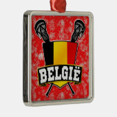 ベルギー国旗のラクロスロゴ メタルオーナメント (右)