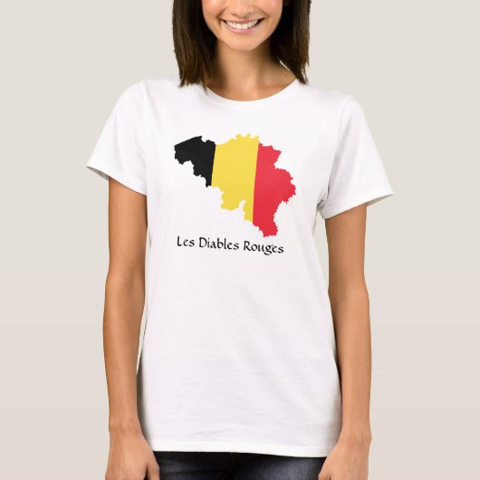 ベルギー国旗の地図レディーブルルージュTシャツ Tシャツ (正面)