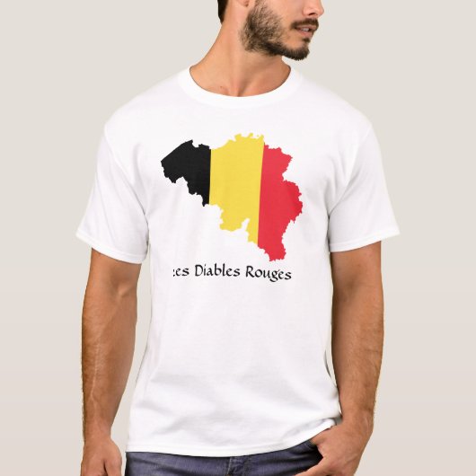 ベルギー国旗の地図レディーブルルージュTシャツ Tシャツ (正面)