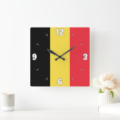 ベルギー国旗の愛国心 スクエア壁時計 (ホーム)