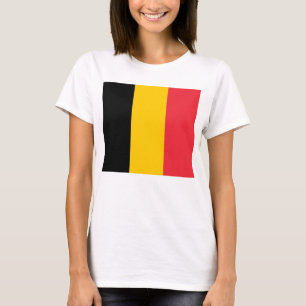 ベルギー国旗を持つ女性Tシャツ Tシャツ