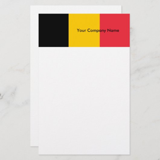 ベルギー国旗を掲げた文房具 便箋 (正面/裏面)