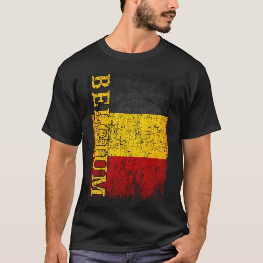 ベルギー国旗ギフト女性男性子供ベルギーレトロ Tシャツ (正面)