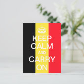 ベルギー国旗パーソナライズ KEEP CALM and CARRY ON ポストカード (スタンド正面)