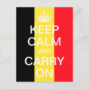 ベルギー国旗パーソナライズ KEEP CALM and CARRY ON ポストカード