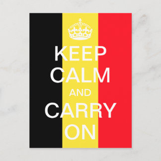ベルギー国旗パーソナライズ KEEP CALM and CARRY ON ポストカード