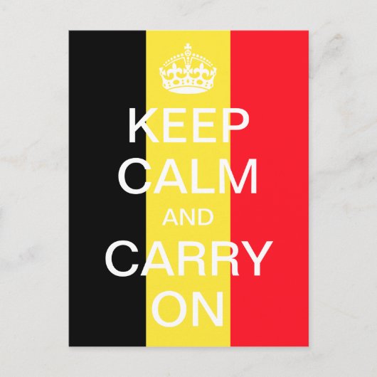 ベルギー国旗パーソナライズ KEEP CALM and CARRY ON ポストカード (正面)
