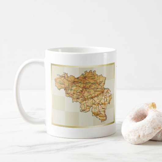 ベルギー国旗+地図マグカップ コーヒーマグカップ (ドーナツ)