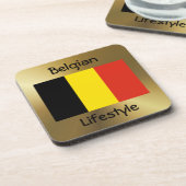 ベルギー国旗+文字コースター コースター (左側)