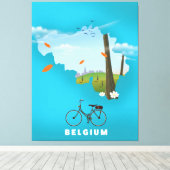 ベルギー地図の旅行ポスタープリント。 キャンバスプリント (インサイチュ (ウッドフロア))