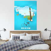 ベルギー地図の旅行ポスタープリント。 キャンバスプリント (インサイチュ (寝室))