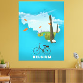 ベルギー地図の旅行ポスタープリント。 キャンバスプリント (インサイチュ (リビング))