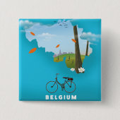 ベルギー地図の旅行ポスタープリント。 缶バッジ (正面)