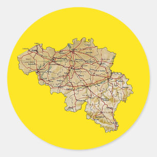 ベルギー地図シール ラウンドシール