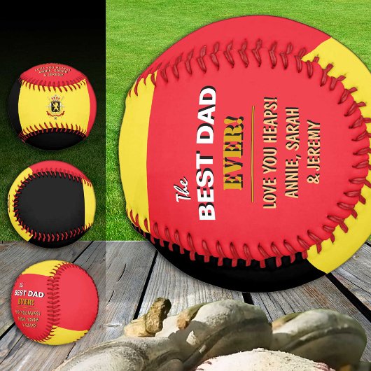 ベルギー最高のパパ、愛国的パパ、ベルギー国旗 野球ボール