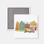 ベルギー有名都市ブリュッセル マグネット (正面/裏面)