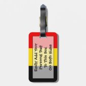 ベルギー簡単ID個人用フラグ ラゲッジタグ (裏面縦)