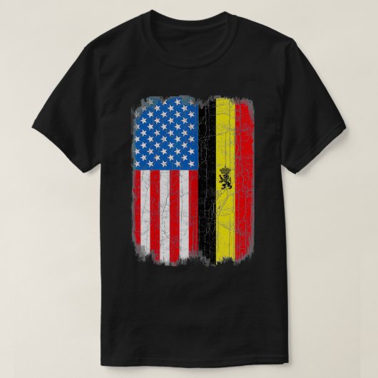 ベルギー米国国旗ベルギーベルジケ Tシャツ (デザイン正面)