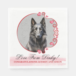 ベルギー結婚のシープドッグのナプキンと犬の写真 スタンダードランチョンナプキン