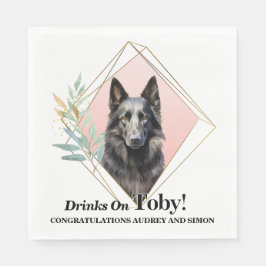 ベルギー結婚のシープドッグのナプキンと犬の写真 スタンダードランチョンナプキン