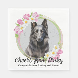 ベルギー結婚のシープドッグのナプキンと犬の写真 スタンダードランチョンナプキン