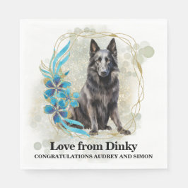 ベルギー結婚のシープドッグのナプキンと犬の写真 スタンダードランチョンナプキン