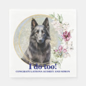 ベルギー結婚のシープドッグのナプキンと犬の写真 スタンダードランチョンナプキン (正面)