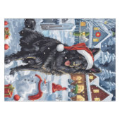 ベルギー羊飼い犬の冬ワンダーランドクリスマス テーブルクロス (正面(横))