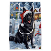 ベルギー羊飼い犬の冬ワンダーランドクリスマス ミディアムペーパーバッグ (裏面)